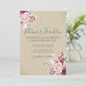 Foto Dusty Pink Rose QR Code Wedding Kaart (Staand voorkant)