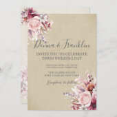 Foto Dusty Pink Rose QR Code Wedding Kaart (Voorkant / Achterkant)