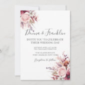 Foto Dusty Roos Roze QR Code Huwelijk Kaart (Voorkant)