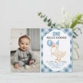 Foto Een Gekke Gans Eerste Verjaardag Kaart (Staand voorkant)