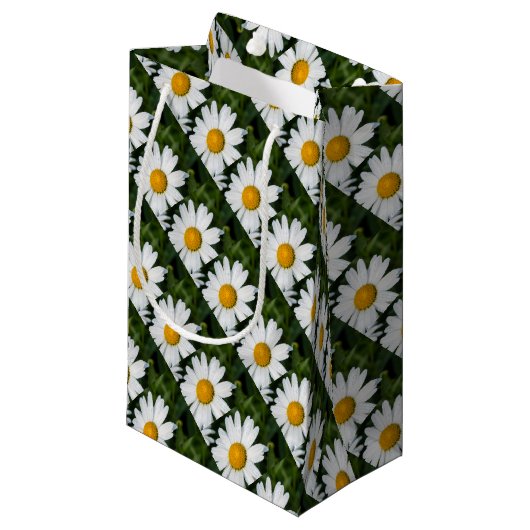 foto, een margriet, groene achtergrond klein cadeauzakje (Voorkant Gekanteld)