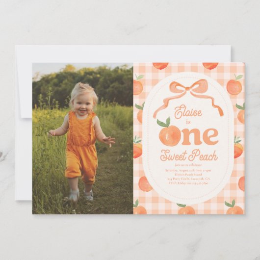 Foto Een Sweet Peach Verjaardag Uitnodiging (Voorkant)