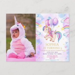 Foto Eenhoorn Regenboog Verjaardag Briefkaart