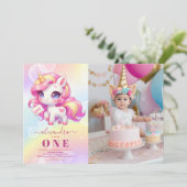 Foto Eenhoorn Verjaardag Uitnodiging 1e (Staand voorkant)