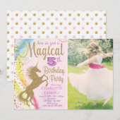 Foto Eenhoorn Verjaardagsfeestje Uitnodigingen (Voorkant / Achterkant)