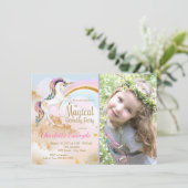 Foto Eenhoorn Verjaardagsfeestje Uitnodigingen (Staand voorkant)