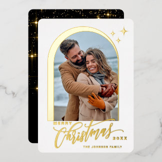 FOTO Eenvoudig elegant Roos voor kerstmis Folie Feestdagenkaart