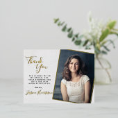 Foto eenvoudig Foto bedankt Afstuderen Echt Folie Uitnodiging Briefkaart (Staand Voorkant)