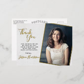 Foto eenvoudig Foto bedankt Afstuderen Echt Folie Uitnodiging Briefkaart (Voorkant / Achterkant)