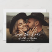 Foto Eenvoudig Landelijk Script Boho Trouwen Save The Date (Voorkant)
