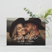 Foto Eenvoudig Landelijk Script Boho Trouwen Save The Date (Staand voorkant)