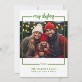 Foto eenvoudig Lijst - Minimale kerstakergroen Feestdagenkaart (Voorkant)