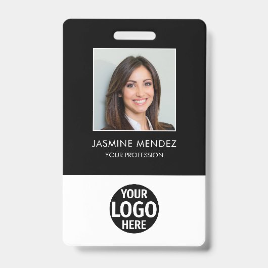Foto Eenvoudig Logo Werknemer QR-code Barcode ID Badge (Voorzijde)