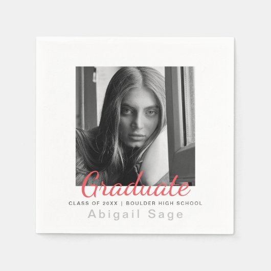 Foto eenvoudig modern, minimalistisch Afstuderen Servet (Voorkant)