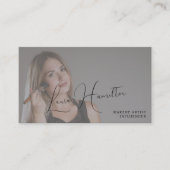 Foto eenvoudig modern vrouwelijk script QR code sc Visitekaartje (Voorkant)