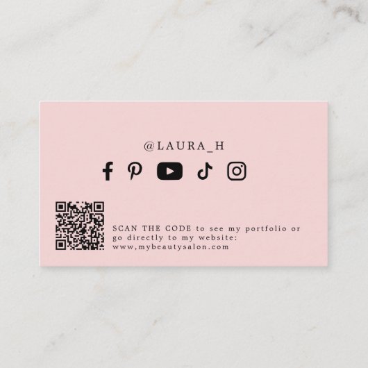 Foto eenvoudig modern vrouwelijk script QR code sc Visitekaartje (Achterkant)