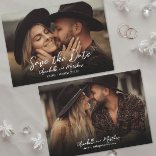 Foto Eenvoudig Rustiek Script Boho Bruiloft Save The Date