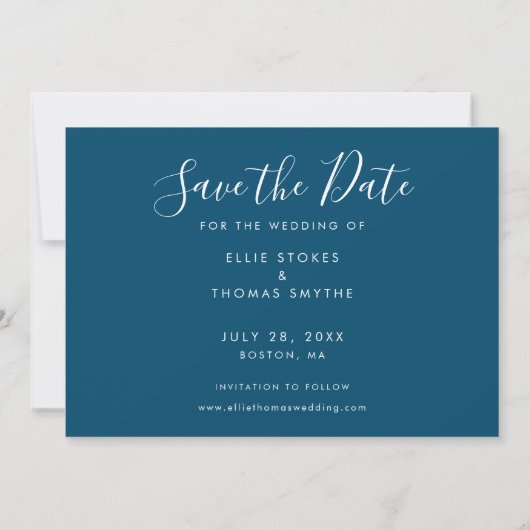 Foto Eenvoudig Save the Date Elegant Script Kaart (Achterkant)