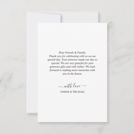 Foto Eenvoudig Script Moderne bruiloft Dank u kaar Bedankkaart (Achterkant)