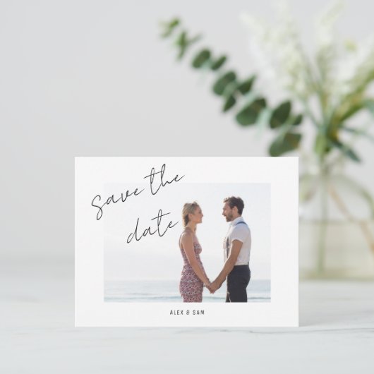 Foto Eenvoudig sparen de datumaankondiging Briefkaart (Staand voorkant)
