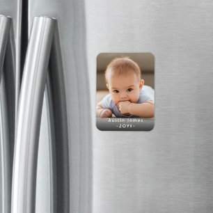 Foto & eenvoudig White Text Unique Modern Keepsake Magneet