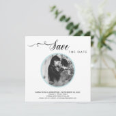 *~* FOTO Eenvoudige Aqua Blue bruiloft Bewaar de d Save The Date (Staand voorkant)