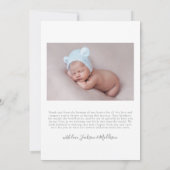 Foto Eenvoudige Baby Meisje Geboorteaankondiging Aankondiging (Achterkant)