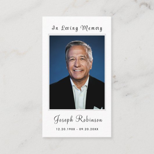 Foto Eenvoudige Begrafenis Sympathie Memorial Pray Visitekaartje (Voorkant)