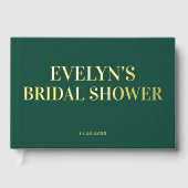 Foto Eenvoudige Elegante Bruidsjurk Groen Gastenboek (Voorkant)