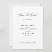 Foto eenvoudige elegante zwart-witte bruiloft save the date (Voorkant)