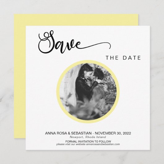 *~* FOTO Eenvoudige gele Boho bruiloft Bewaar de d Save The Date (Voorkant / Achterkant)