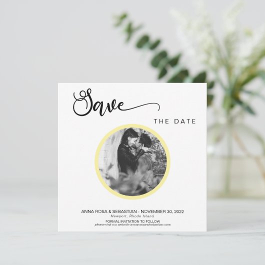 *~* FOTO Eenvoudige gele Boho bruiloft Bewaar de d Save The Date (Staand voorkant)