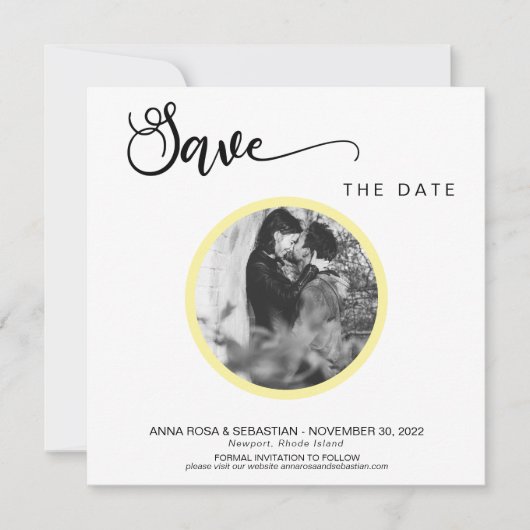 *~* FOTO Eenvoudige gele Boho bruiloft Bewaar de d Save The Date (Voorkant)