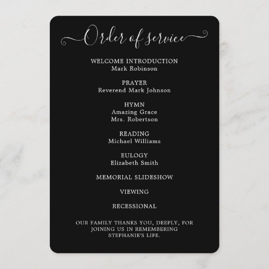 Foto Eenvoudige Orde van Service Zwart Programma Programmakaart (Achterkant)