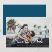 Foto Eenvoudige Save the Date Elegante Script Kaart (Voorkant / Achterkant)