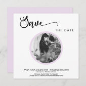 *~* FOTO Eenvoudige Violet Boho bruiloft Bewaar de Save The Date (Voorkant / Achterkant)