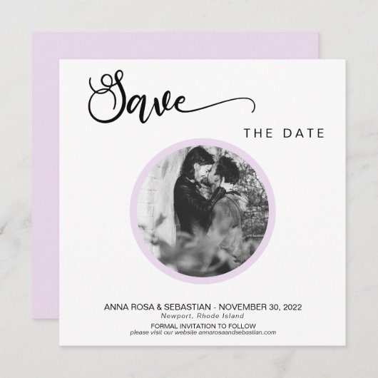*~* FOTO Eenvoudige Violet Boho bruiloft Bewaar de Save The Date (Voorkant / Achterkant)