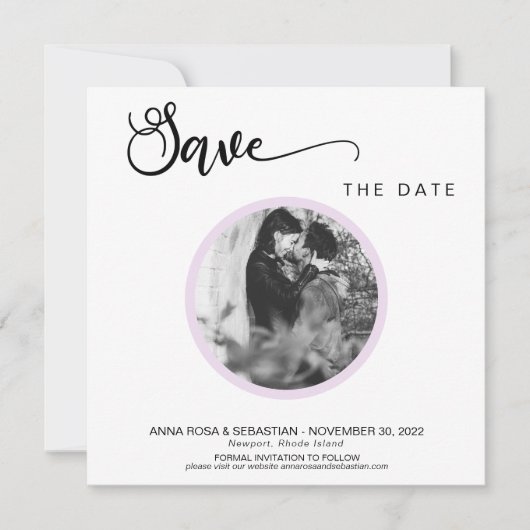 *~* FOTO Eenvoudige Violet Boho bruiloft Bewaar de Save The Date (Voorkant)