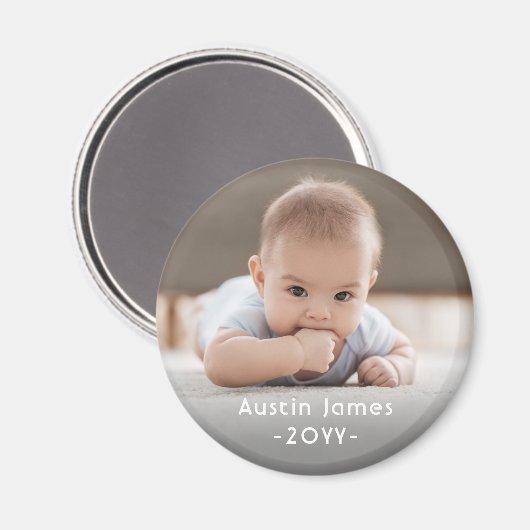 Foto & eenvoudige witte tekst Moderne minimale aan Magneet (Voorkant / Achterkant)