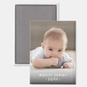 Foto & eenvoudige witte tekst Stijlvolle moderne s Magneet (Voorkant / Achterkant)