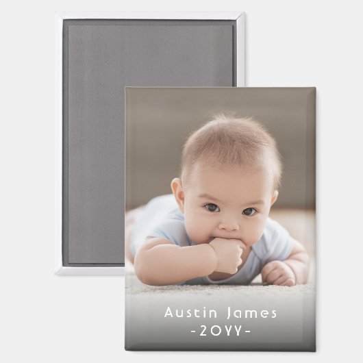 Foto & eenvoudige witte tekst Stijlvolle moderne s Magneet (Voorkant / Achterkant)