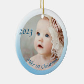 Foto Eerste baby jongen kerst Keramisch Ornament (Rechts)