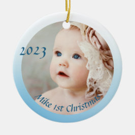 Foto Eerste baby jongen kerst Keramisch Ornament
