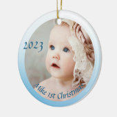 Foto Eerste baby jongen kerst Keramisch Ornament (Links)