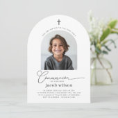 Foto Eerste Communie Jongen Boog Uitnodiging (Staand voorkant)