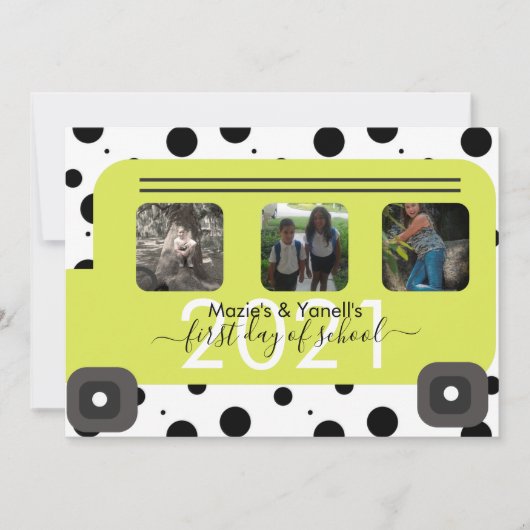 Foto eerste dag van het schoolbusvenster kaart (Voorkant)