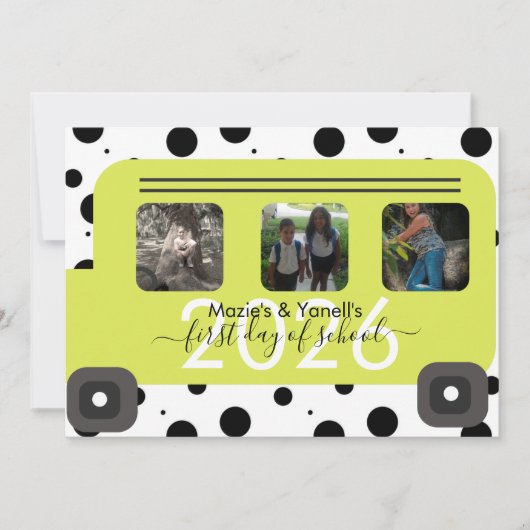 Foto eerste dag van het schoolbusvenster kaart (Voorkant)
