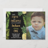 Foto Eerste Groene Ananas Verjaardag Uitnodigingen (Voorkant)