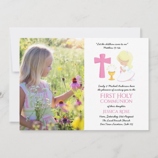FOTO Eerste Heilige Communie nodigt meisje BLOND u Kaart (Voorkant)