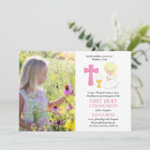 FOTO Eerste Heilige Communie nodigt meisje BLOND u Kaart (Staand voorkant)